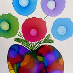 Kay Anderson - Alcohol Ink Abstract Flower in Vase