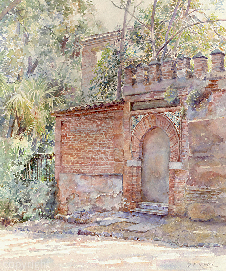 Moorish Traces in Granada by Dorothy Boyer Watercolor ~ 18 1/2 ins x 15 7/8 ins