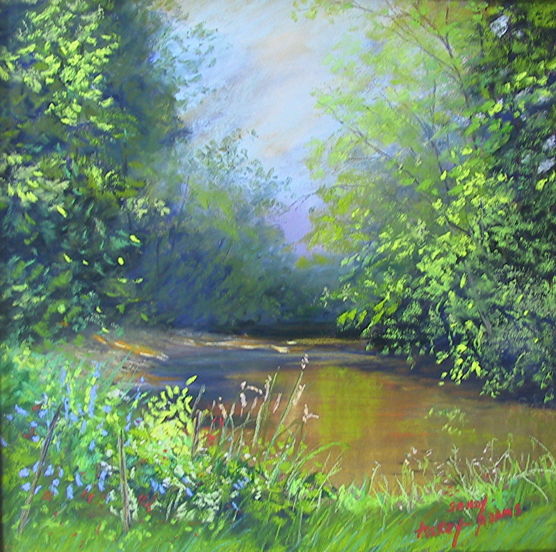 Sunlit Whispers on the Creek - Pastel