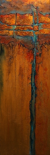 Copper Illusion 2, 11086 by Carol Nelson mixed media ~ 12 x 36