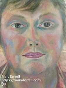 Self Portrait Red Fauvist in High Chroma (#7) by Mary Dorrell Oil ~ - 1636584m