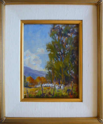 Sheep with Eucalyptus by Patricia Huber Oil ~ 12 x 9"