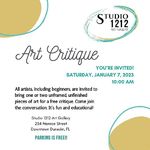 Studio 1212 Art Gallery - Critique - January 7, 2023 10:00 AM