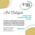 Studio 1212 Art Gallery - Critique; Saturday, April 1, 2023, 10:00 AM