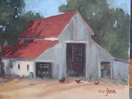 Barn at Halter Ranch by Sue Johnson Oil ~ 9 x 12