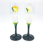 Penny FireHorse - Learn to Hand Paint Daisy Wine Glass Class - Set of 2