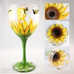 Penny FireHorse - Learn To Paint Sunflower Wine Glass Paint - Set Of 2