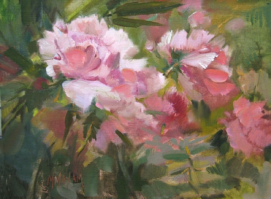 Peony Blooms by Mary Maxam Oil ~ 9" x 12"