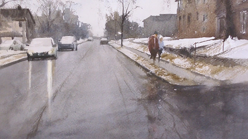 Matt White, Winter Street Scene - Connect and Simplify to Create a Dynamic Painting