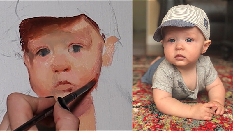 Anna Rose Bain, Painting a Baby From a Photo - Part Two