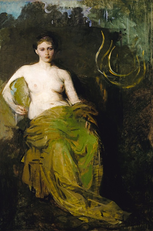 Abbott Handerson Thayer, Half Draped Figure, oil on canvas, c. 1885