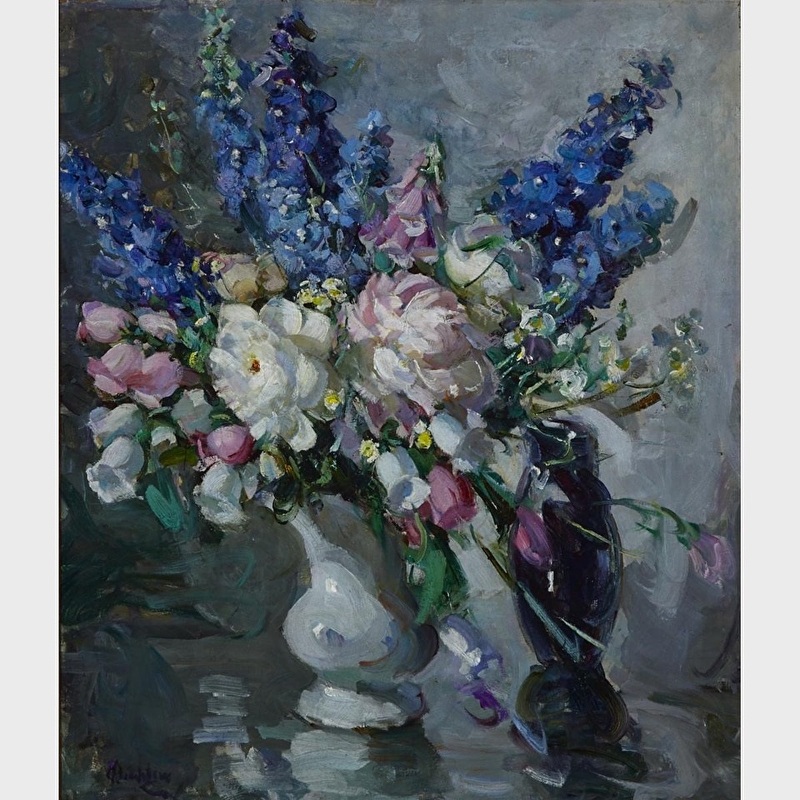 Eva Theresa Bradshaw, Still Life of Mixed Flowers, oil on canvas