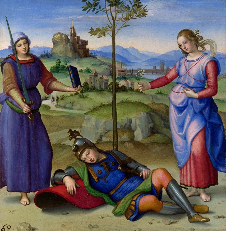 Raphael, Vision of a Knight, tempera on panel, c.1503