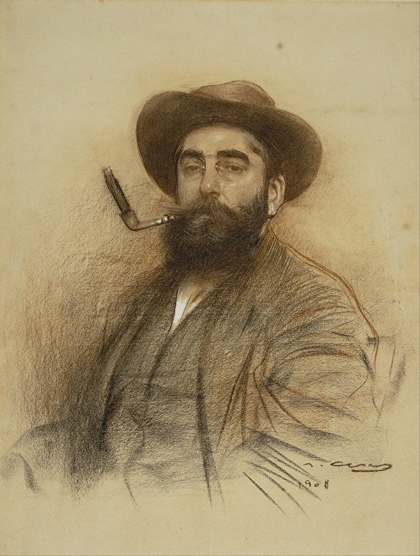 Ramon Casas, Self-portrait, charcoal on paper, 1908