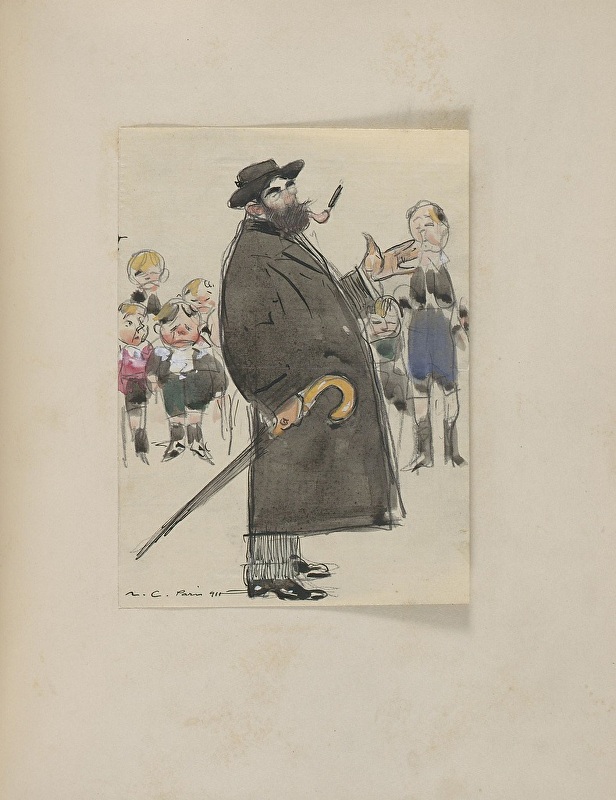 Ramon Casas, Sketchbook III, page 119: Self-portrait with umbrella