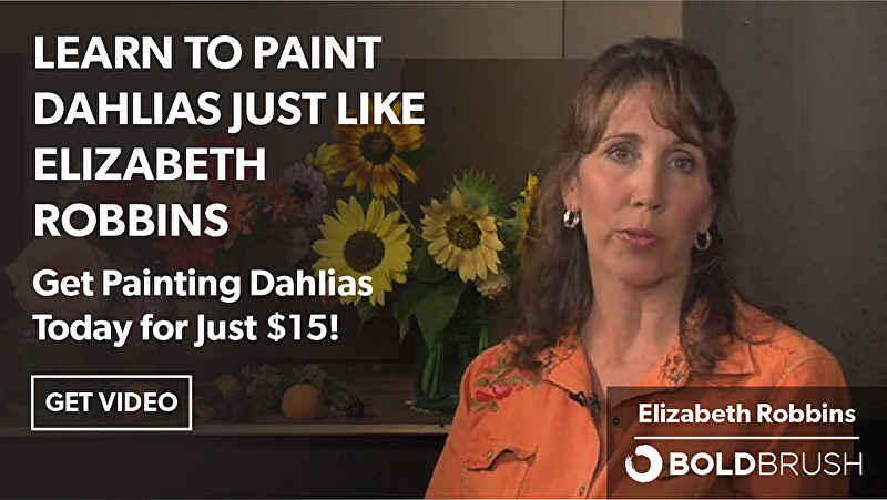 Elizabeth Robbins Painting Dahlias Ad