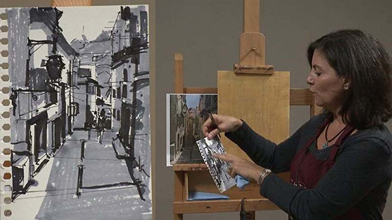 Michelle Usibelli Painting the Impressionist Street Scene
