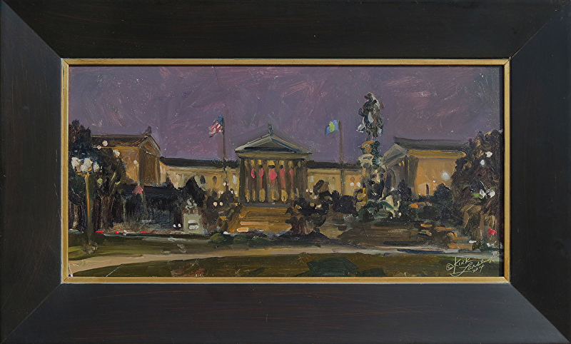 The MFA at Night 10x20 oils