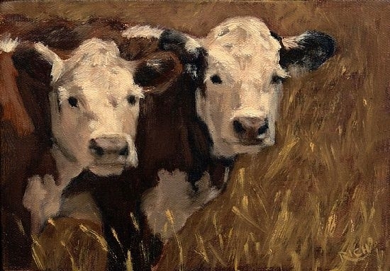 Hereford Pair original oil painting, are two cows better than one? | A ...