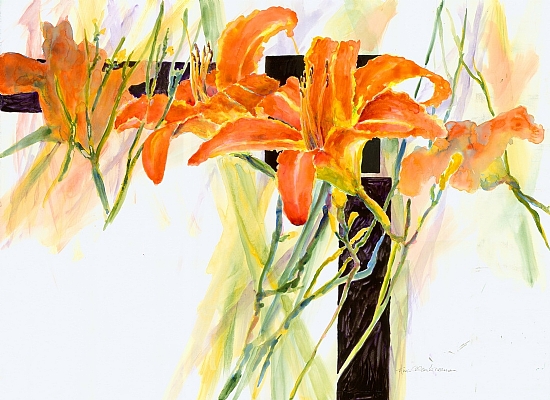 لوحات رائعه بريشة الرسامة نينا ألين فريمان Golden-lilies